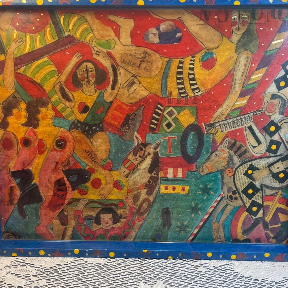 TRAY CHIC Lacquer Serving Tray by Cynthia Carey 1993 Circus Theme Saks 5th Ave